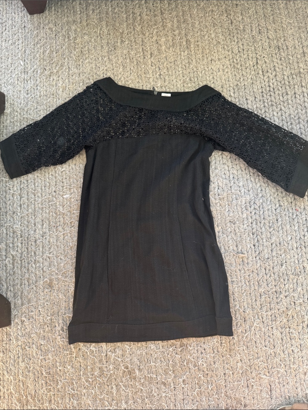 Missoni Black Knit Top with Lace Trim and Riri Zipper